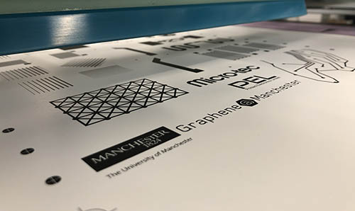 Screen-printing in the Printing and Formulation lab at the Graphene Engineering Innovation Centre